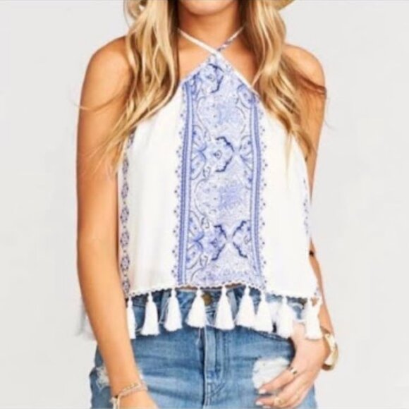 Show Me Your MuMu Lex Tassel Halter Top - Picture 1 of 8